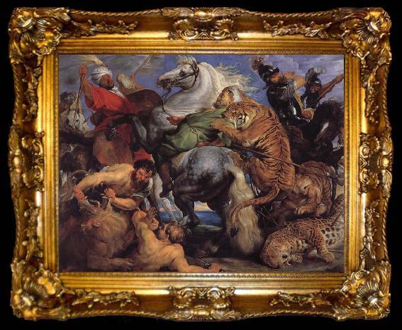 framed  Peter Paul Rubens Tiger-and Lowenjagd, ta009-2